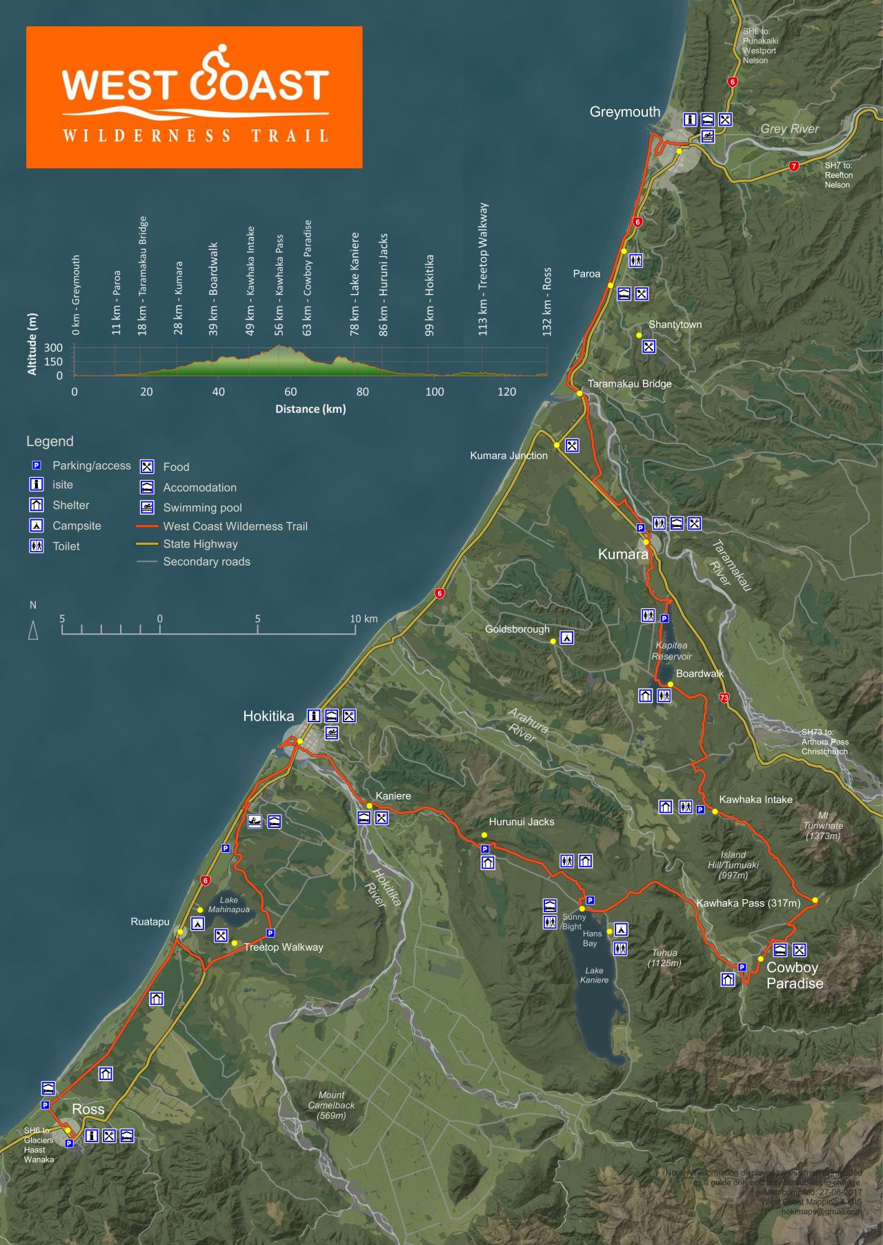 West Coast Cycle Trail Map | Ross Gold Town